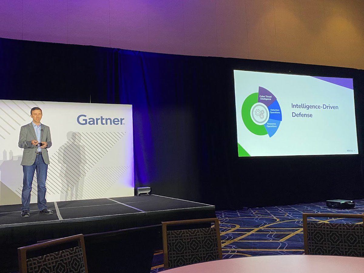 KrollWire's tweet photo. We had a great turnout for Scott Hanson's session, Operationalizing Detection-as-Code with Incident Response Intelligence, at #GartnerSEC. If you missed it, stop by booth 342 for a live replay. 

#KrollCyber @Gartner_inc https://t.co/wFmOlgRDBA
