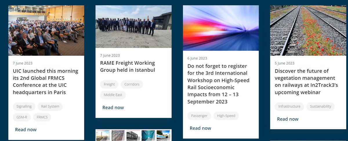 Please find the latest eNews articles on the 2nd Global #FRMCS Conference launched at UIC headquarters, the RAME Freight Working Group and the 3rd International Workshop on High-Speed Rail Socioeconomic Impacts: uic.org/com/enews/