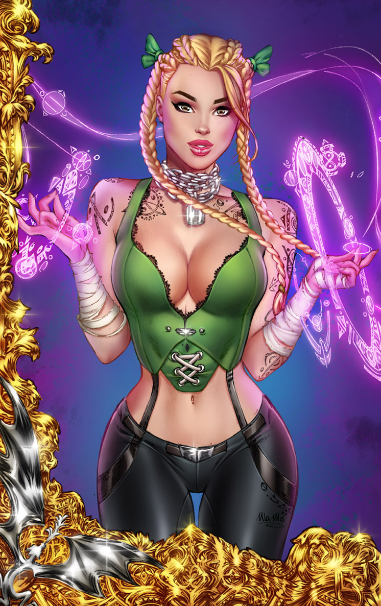 @Zenescope's Gretel: #11 from the #eBas 2022 Icons #Collectible, the 12 covers set featuring the most iconic #zenescope female characters.

Pencils by amazing @ericbasaldua
Colours by @ulamosart

#comiccoverart #pinup #femaleartist #comiccolorist #ZenescopeIcons