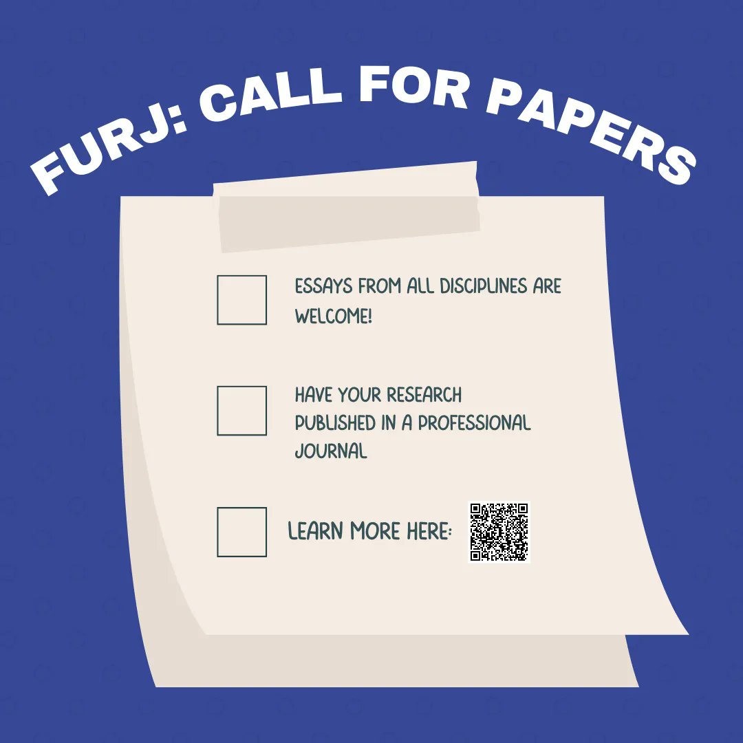 FL_UndergradRes's tweet photo. The Florida Undergraduate Research Journal (FURJ) is currently calling for papers! This is a great opportunity to have your research published in a resarch journal as an undergraduate researcher.

Learn more about submitting your paper here: https://t.co/ykM0bFLEKd https://t.co/ywk59F3A1D