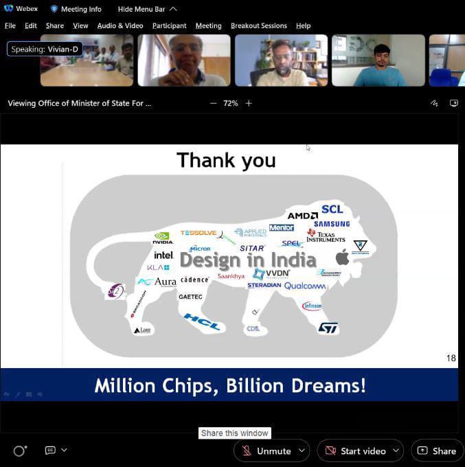 Secretary <a href="/GoI_MeitY/">Ministry of Electronics & IT</a> Alkesh Kumar Sharma, Addl Secretary Bhuvnesh Kumar and Group Coordinator Sunita Verma interacted with Directors/ Faculty members of academic institutions &amp; CEOs of Startups from 103 organizations implementing the Chips to Start-up (C2S) Programme.

They