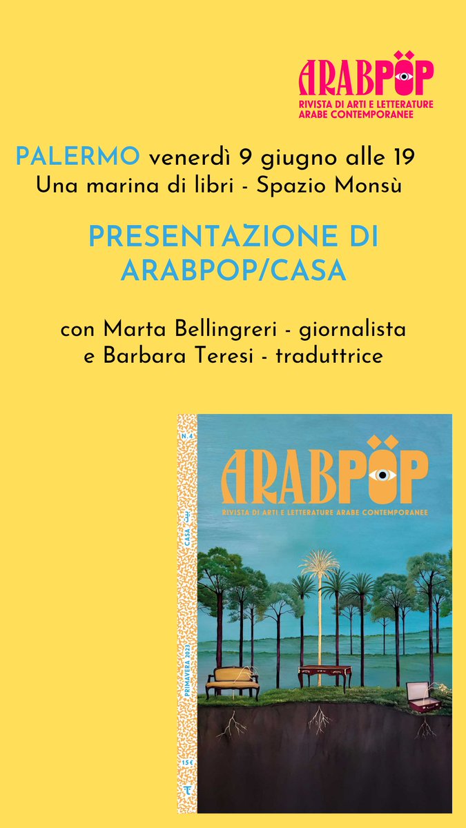 Venerdi 9 giugno @MarinaDiLibri a #Palermo! #unamarinadilibri #arabpop