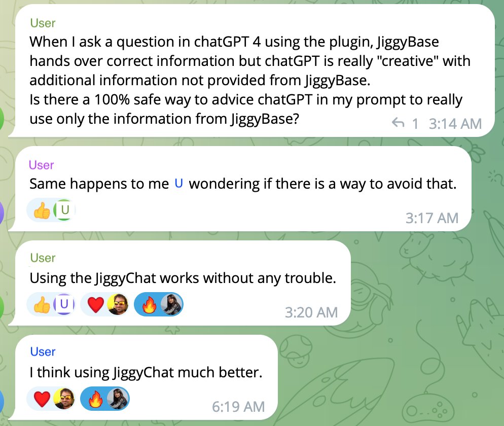 whycu's tweet image. 😤 Frustrated with ChatGPT's Hallucination? 🎯 Find Your Solution at @jiggy_base  🚀

Check it out at jiggy.ai

Here is our users are saying: