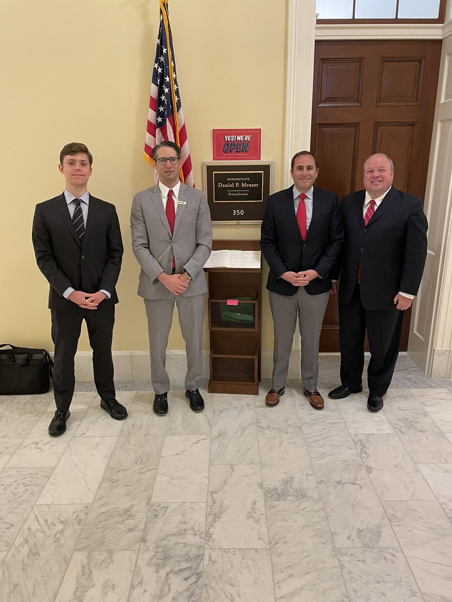 penncef's tweet photo. With Chief of Staff Tim Costa and Legislative Aide Peter Eibert in PA Congressman Dan Meuser’s office, after discussing Solar, hydrogen hubs, and PJM grid - new energies in our “all of the above” energy portfolio! @ConsEnergyNet @CRESenergy #CleanIsRight https://t.co/ZpHBmo5K9N