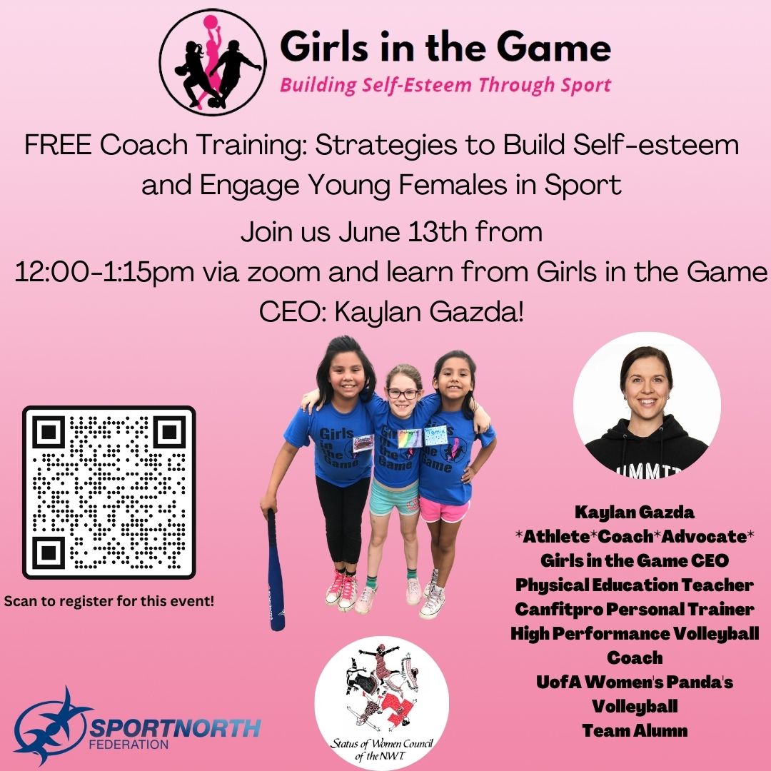 FREE Coach Training: Strategies to Build Self-esteem and Engage Young Females in Sport
Join us June 13th from 12:00-1:15pm via zoom and learn from Girls in the Game CEO: Kaylan Gazda!

Scan the QR code to register! or go to:
forms.gle/AVokRnTApC87TV…