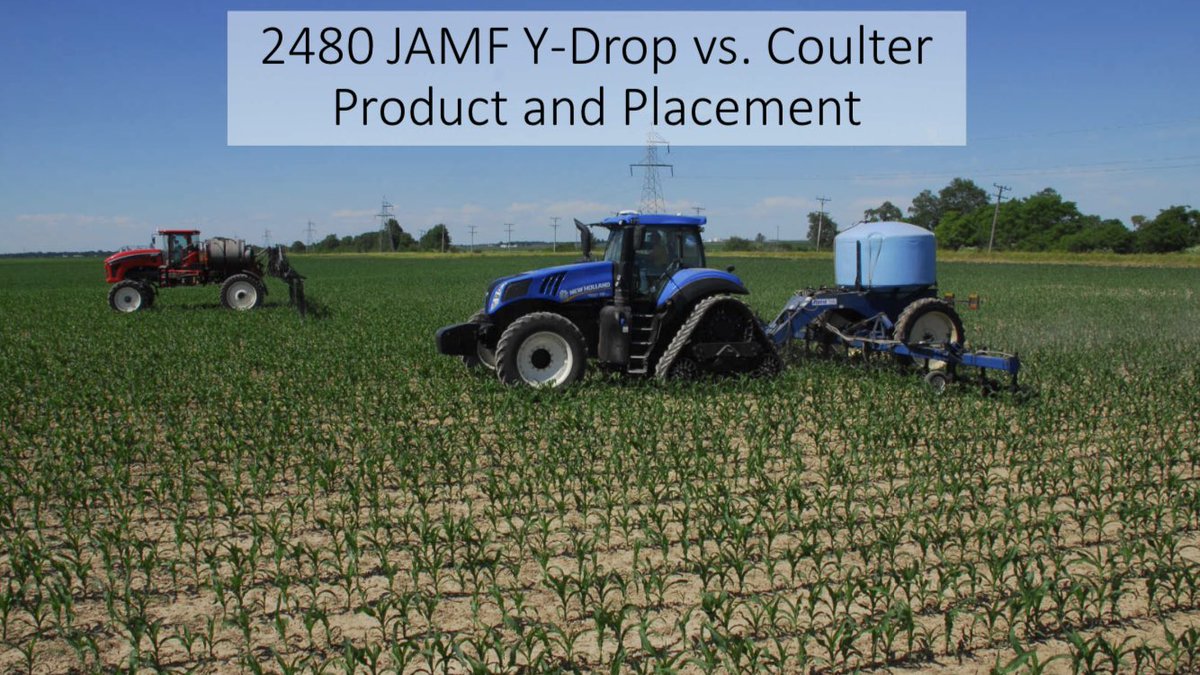 mattdues21's tweet photo. When answering y-drop vs. coulter sidedress questions, I often refer back to this plot from 2017. Small corn, very little rain after application, no inhibitors used, and the y-drop still came out ahead at harvest.@CropTechInc https://t.co/dNktQcnhmx