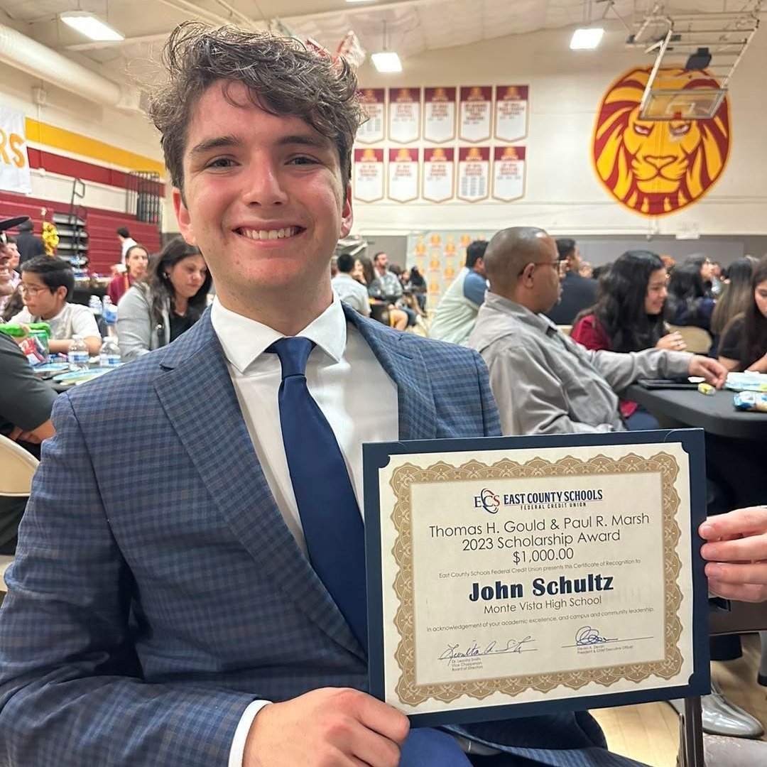 ECSFCU's tweet photo. #ECSFCU is happy to congratulate it's 2023 Recipients for the Thomas H. Gould/Paul R. Marsh Scholarship Award.
Each student was awarded $1,000. Kiyam Merali from @ECHSVaqueros, John Schultz of @MVHSMonarchs , and Audrey Freeman from #patrickhenryhigh @sdschools https://t.co/YupNEkuooc