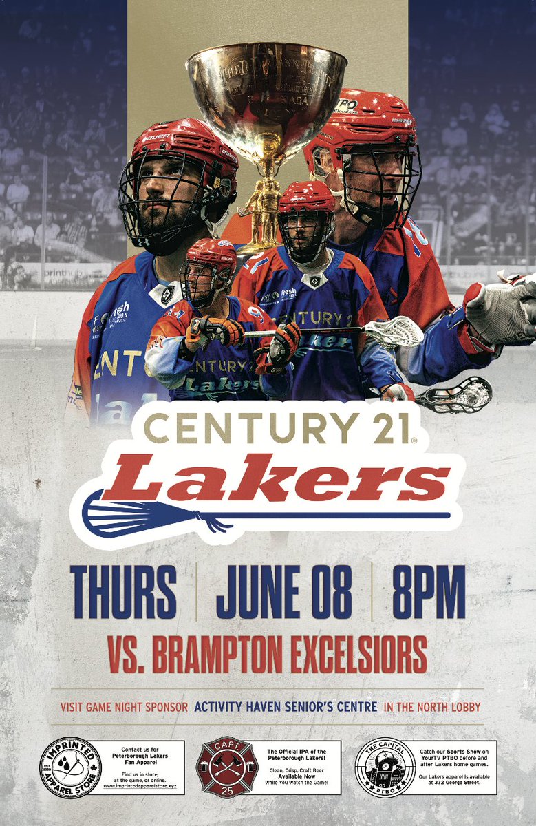 🥍Join @PtboLakersLax on Thurs, June 8th as they face off against the Brampton Excelsiors!

* Fans are encouraged to bring non-perishable food items!

🎟 For TICKETS Call/Visit The PMC Box Office 🎟
📍151 Lansdowne St.
📱705-743-3561
💻 tickets.memorialcentre.ca/Online/

#AD