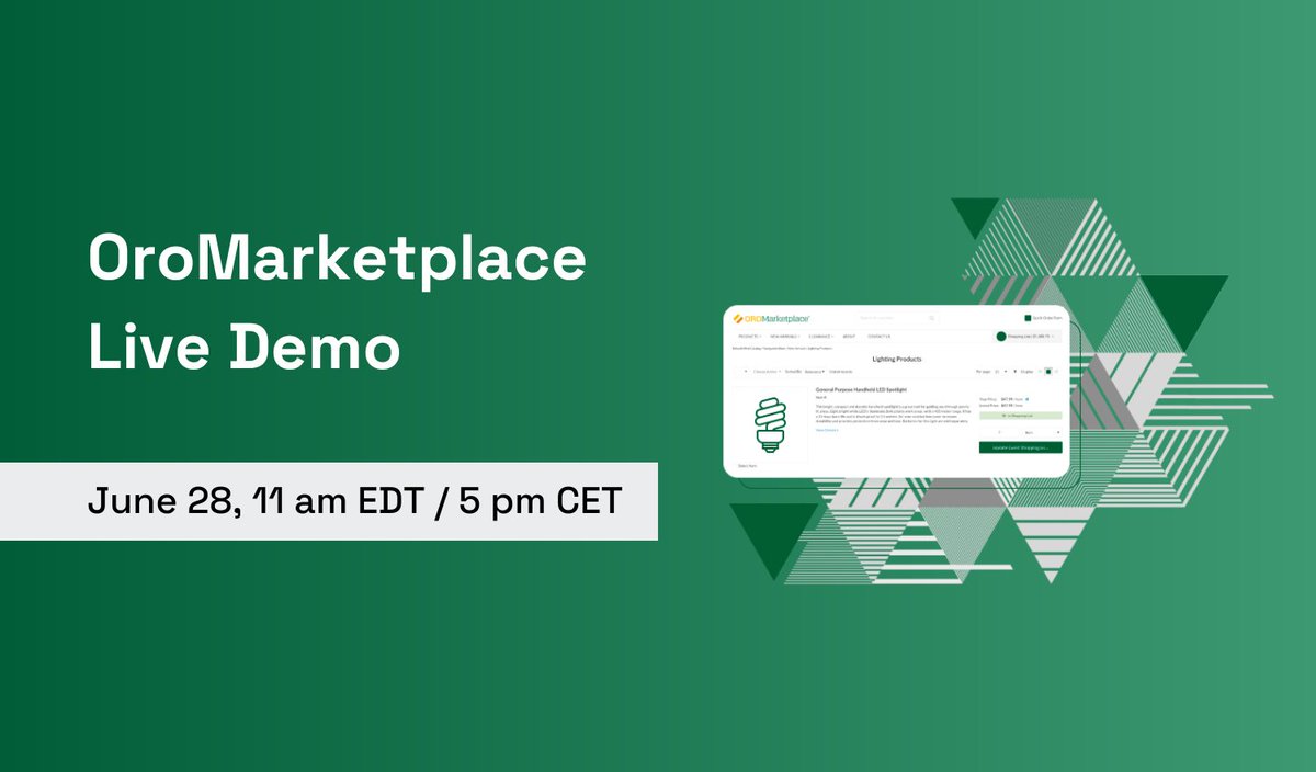 There is still time to register for the OroMarketplace live demo!  Discover the latest improvements to the B2B marketplace experience and learn how leading brands use OroMarketplace today. Register now: bit.ly/3WW4CJz

#b2becommerce #marketplace #ecommerce #b2b