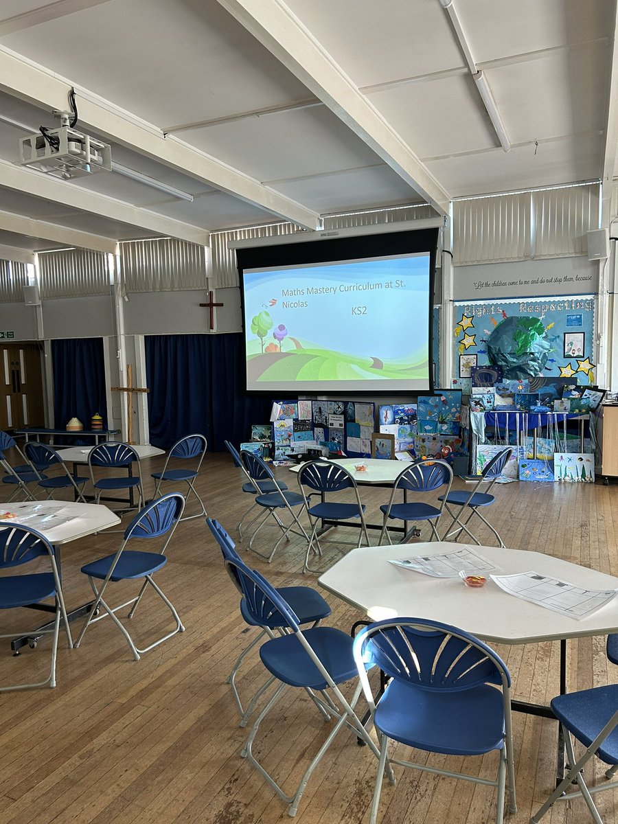 All set up and ready for our Key Stage 2 Parents to tell them about Maths!