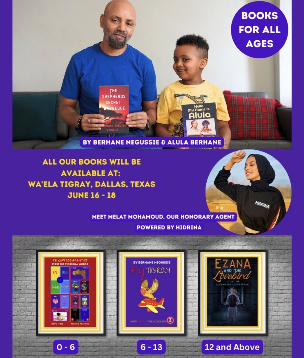 melmoh25's tweet photo. Hey everyone, catch me at Waela Tigray’s vendor exhibition in Dallas, Texas where I’ll be representing @Brinnium &amp; @Hidrina1_Org . 

I’m a strong believer in teaching our kids all about Tigray. Stop by my booth to get your hands on these limited edition books &amp; to say hi! ♥️💛 https://t.co/nGasAt54pJ