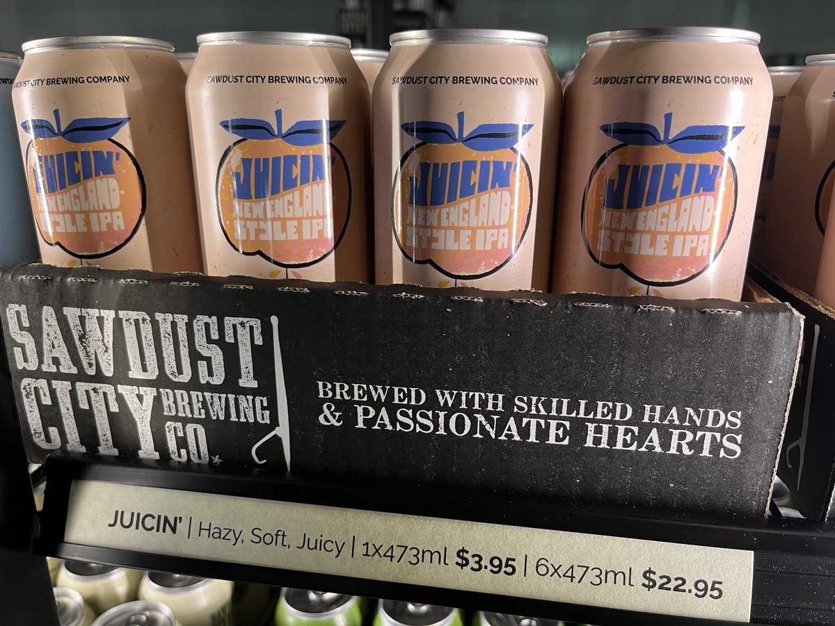 sawdustcitybeer's tweet photo. Have you tried Juicin yet?? We know people who love it, love it a lot. We think it's the best New England IPA money can buy. Maybe the best in the world!!!
$3.95 a can and available at LCBOs!!
#sawdustcitybrewing #neipa #juicin #exclamationpoints https://t.co/dT0k8lxxe2