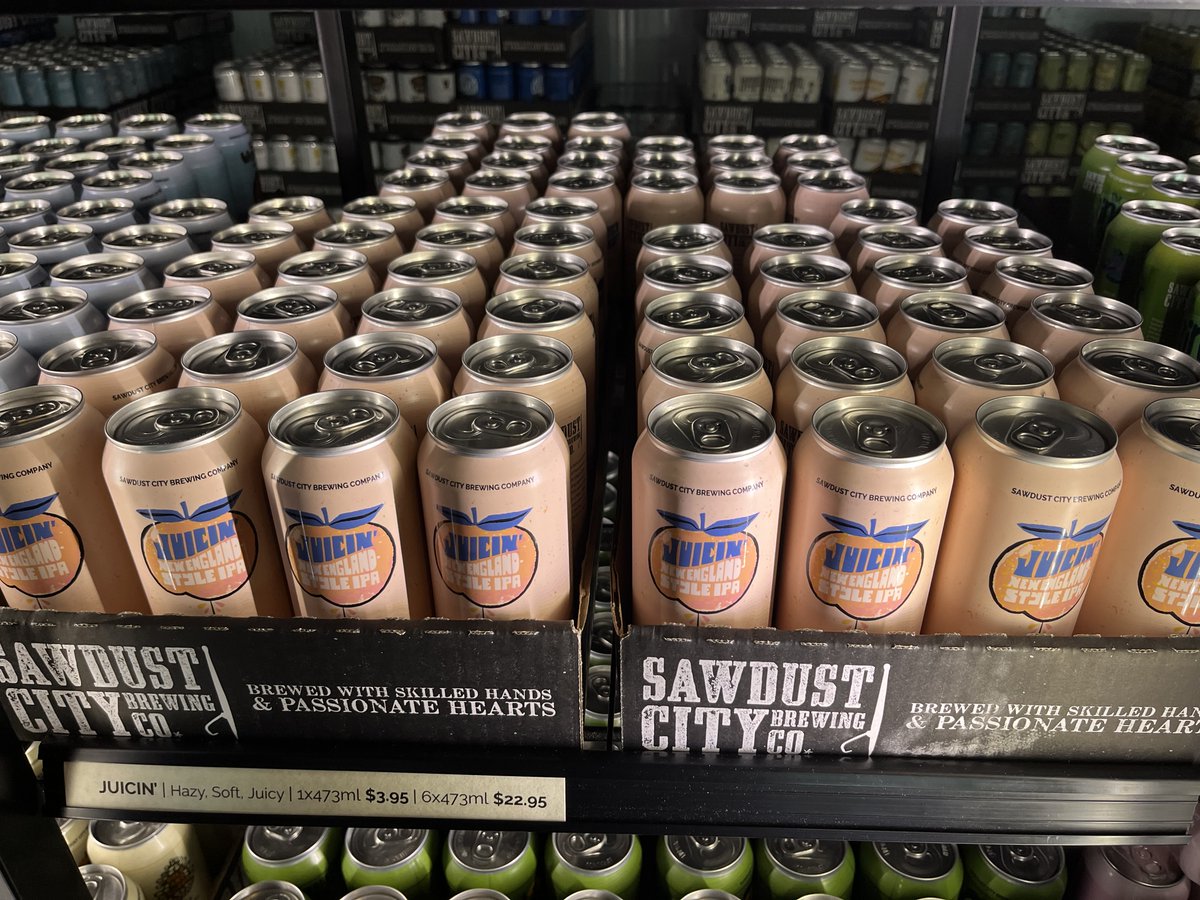 sawdustcitybeer's tweet photo. Have you tried Juicin yet?? We know people who love it, love it a lot. We think it's the best New England IPA money can buy. Maybe the best in the world!!!
$3.95 a can and available at LCBOs!!
#sawdustcitybrewing #neipa #juicin #exclamationpoints https://t.co/dT0k8lxxe2