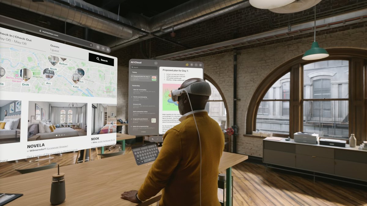 #Apple #VisionPro in use. 2hr battery life, you can see it plugged into power in this image...#newtech #Apple #WWDC #Edtech #ITSupport