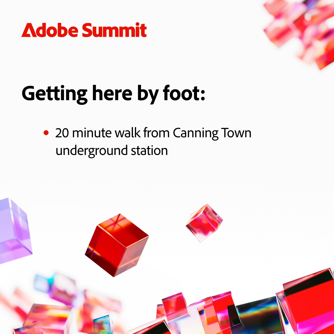 Join us tomorrow at 10am BST for the #AdobeSummitEMEA opening keynote to learn about innovations that create exceptional customer experiences. 

If you are joining us in person, here's a guide to help you get to the ExCel London. adobe.ly/3l1SPdH