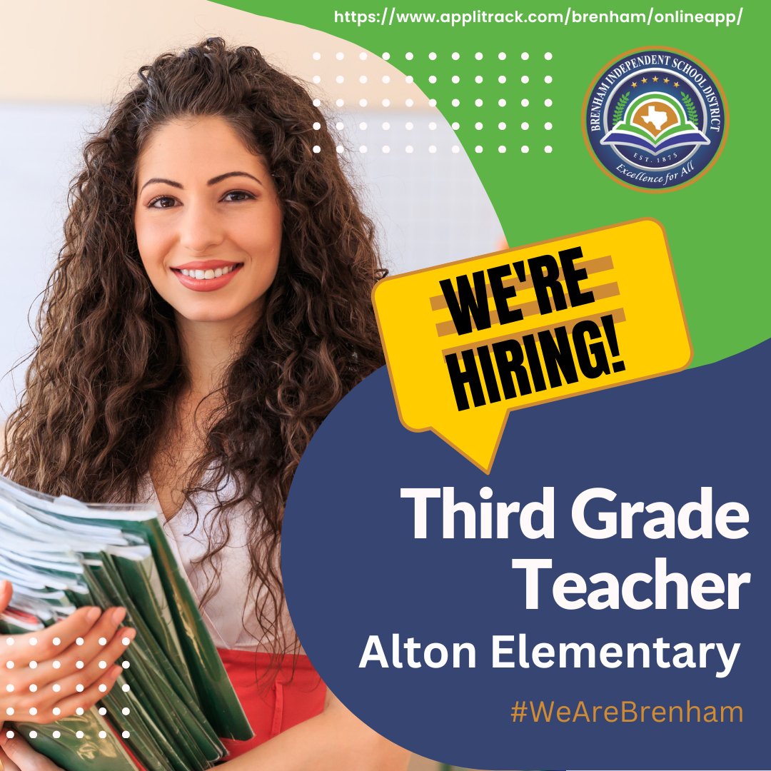 🎇Mr. Ogg is looking for a Third Grade Teacher to join the Alton Elementary team! To apply, visit brenhamisd.net/page/hr.home. #WeAreBrenham <a href="/BrenhamISD/">Brenham ISD</a> <a href="/AltonElementary/">Alton Elementary</a>