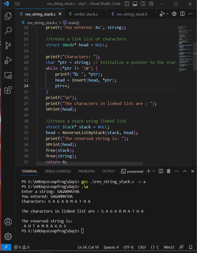 ge7i_spiron's tweet image. Day 6 was all about problem solving. Reversing a linked list using stack, and reversing a given string using stack. #LearningWithLeapfrog #LeapfrogStudentPartnershipProgram.  #60DaysOfLearningWithLeapfrog
@lftechnology