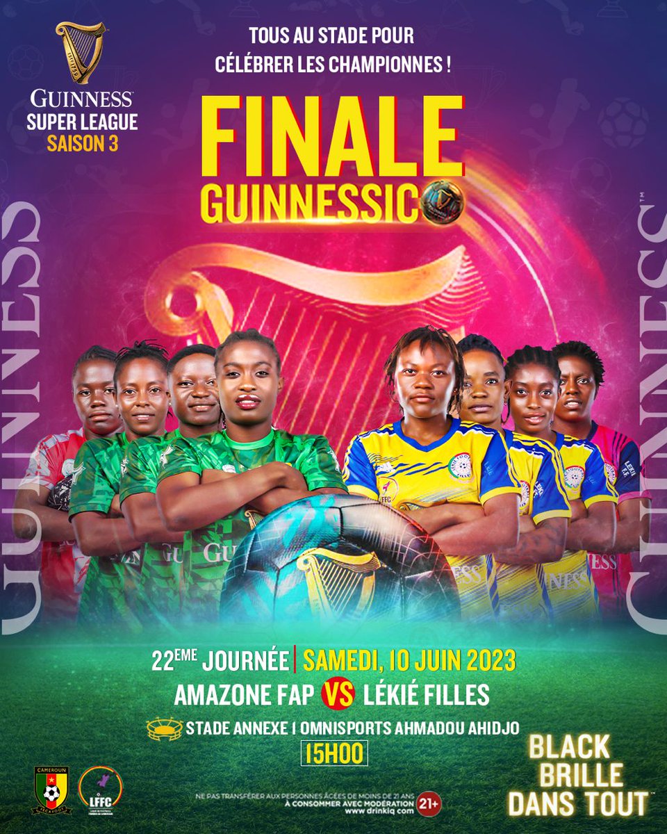 mysoccer24's tweet photo. GUINNESS SUPER LEAGUE FINAL!
LEKIE FF Vs Amazon
Saturday at the annex 1 stadium at 3pm league leaders champions LEKIE FF with 54 points, will face Amazone FAP, 4th with 38 points.
FREE ENTR
#SupportHerDreams #SoutenonsLeursRêves
#GuinnessSuperLeague
#AvecGuinnessToutEstPossible https://t.co/3ZFh7RX8GA