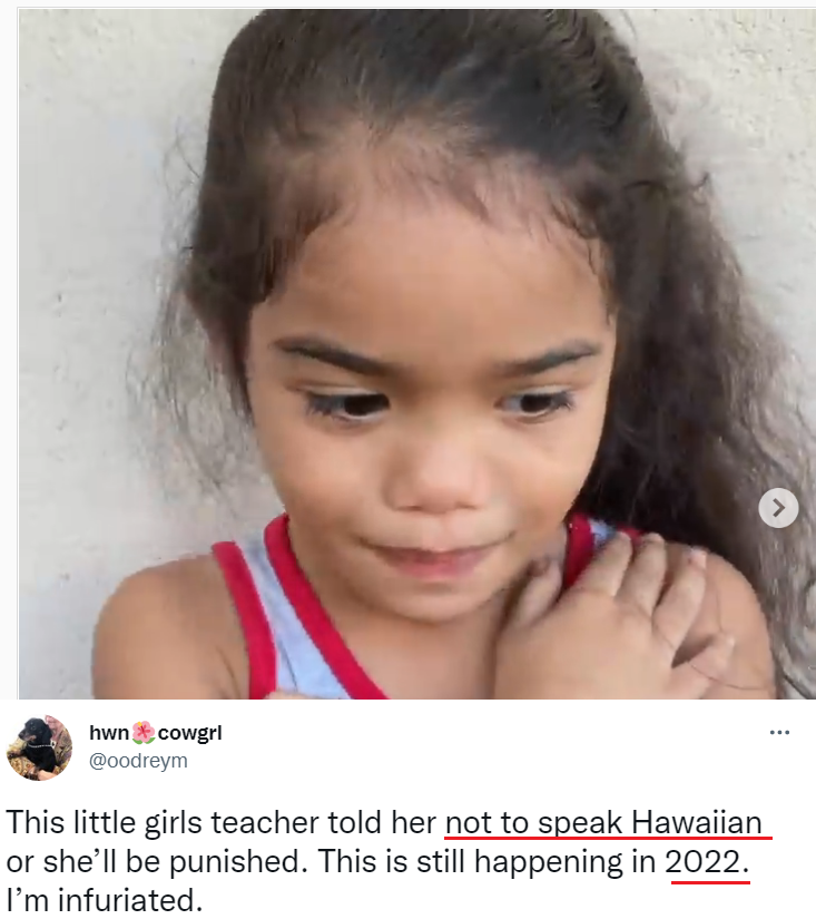 My sister teaches in a Hawaiian immersion school (all classes from math to science to reading are taught in Hawaiian). The US is currently trying to shut her school down & force them into the 'standard' public schools. One Principal said recently, 'Kids must only speak English'