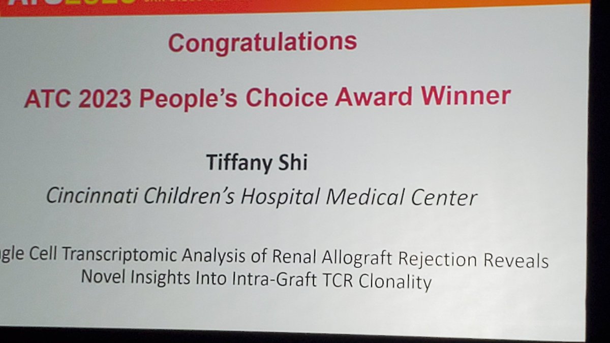 David Hildeman (@hildy46) on Twitter photo HUGE congrats to Tiffany <a href="/ShiSutures/">Tiffany Shi</a> for winning the OVERALL People's Choice Award for the best talk at #ATC2023 <a href="/Hildy46/">David Hildeman</a> <a href="/eswMD/">E Steve Woodle MD</a> HUGE congrats to Tiffany <a href="/ShiSutures/">Tiffany Shi</a> for winning the OVERALL People's Choice Award for the best talk at #ATC2023 <a href="/Hildy46/">David Hildeman</a> <a href="/eswMD/">E Steve Woodle MD</a>