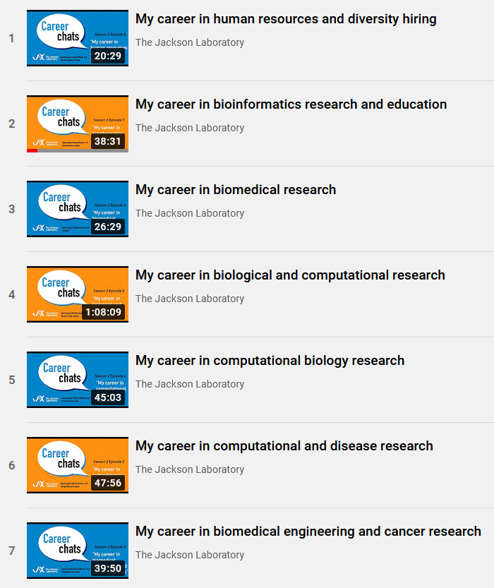JAXClinicalEd's tweet photo. Explore a variety of careers in genomics for #MedGeneEd23 with @jacksonlab's #JAXCareerChats video series: https://t.co/tEfaylZksH ⤵️ https://t.co/AzIPsMX7Vv