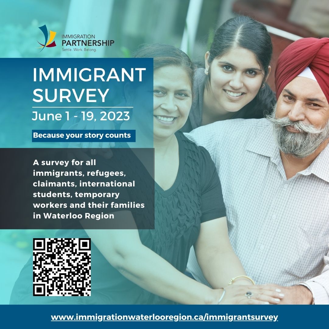 The #ImmigrantSurvey has your back!
Respond today and tell over 60 partners across Waterloo Region how to better support you:

Take the survey here: immigrationwaterlooregion.ca/immigrantsurvey

#ImmigrationMatters #YourStoryCounts #IS2023

@ImmigrationWR'