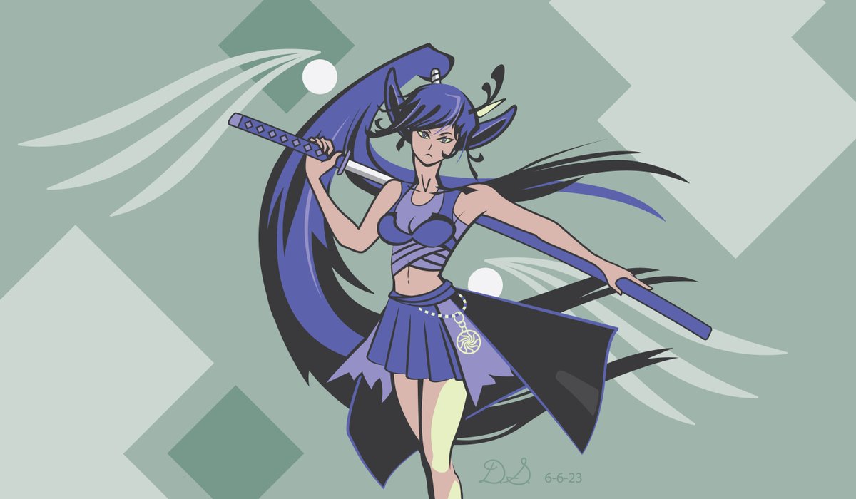 DragonsKnowAll's tweet photo. An OC with dragon magic and katana skills.  I hope to include this art in a small solo game dev project I am working on.  Her design is somewhat inspired by Honkai Impact 3rd.  #VectorArt #SamuraiGirl #OC #solodev https://t.co/Yp6U79xrAT