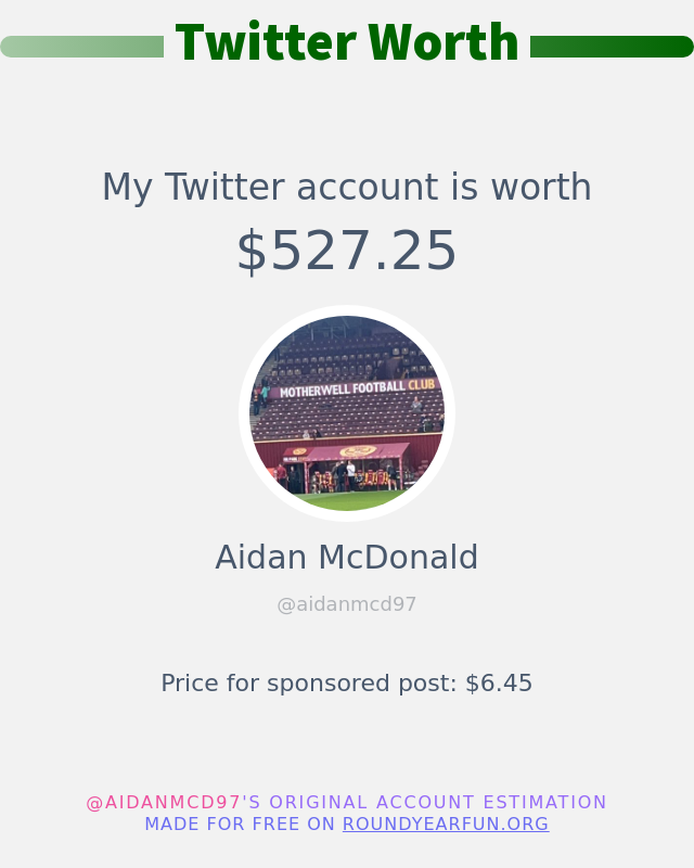 My Twitter worth is: $527.25

➡️ anyplacehere.me/twitterworth
