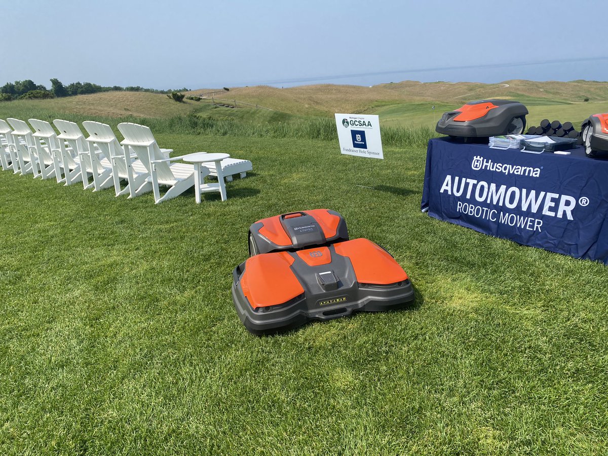 JudHudnut's tweet photo. If you happened to miss checking out the Robotic Mowers from @HusqvarnaUSA when you were at @Arcadia_Bluffs the other day, give us a buzz @OutdoorsAspen we’ll bring one out!  Had an awesome couple of events up there!  Thanks @MiGCSA and @wee1foundation https://t.co/a8ynVhO4pr