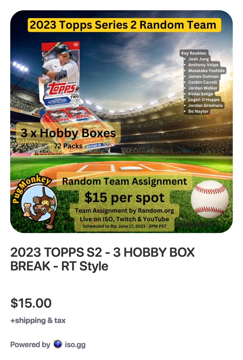 2023 TOPPS S2 - 3 HOBBY BOX BREAK - RT Style #iso 8713: Follow and reply with #iso to claim and purchase!

#thehobbyfamily #baseballcards #baseball #mlb #whodoyoucollect #thehobby #groupbreak #boxbreak #tradingcards #ToppsSeriesTwo #Topps #fanatics