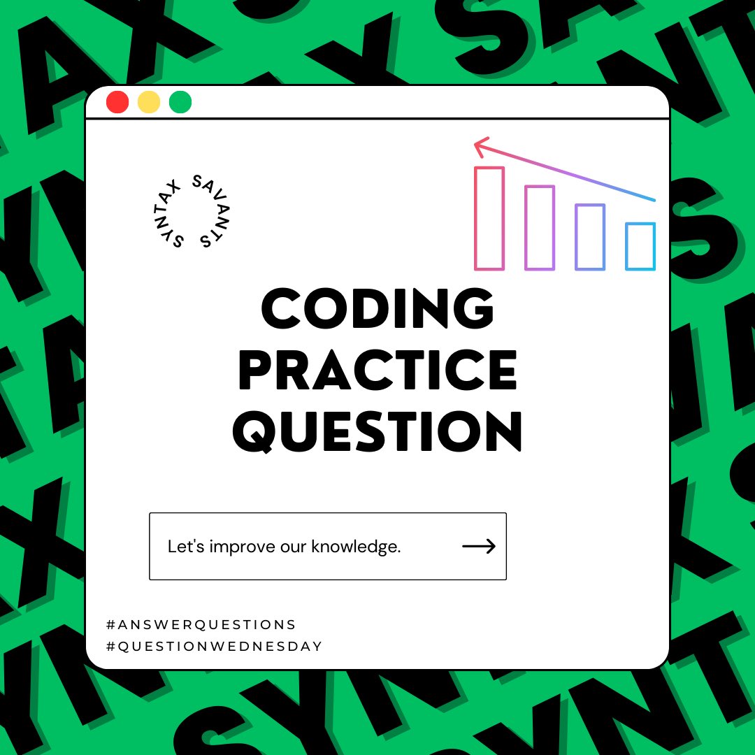 SyntaxSavants's tweet image. Challenge yourself with this coding problem! 🌟 🚀

#Hackerrank #CodingProblem #Algorithm #ProblemSolving #CodeChallenge #SyntaxSavants #ProgrammingJourney #CodeChef #Learn