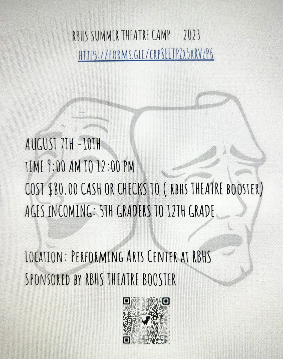 Hope you join us for some stage time at theatre camp!