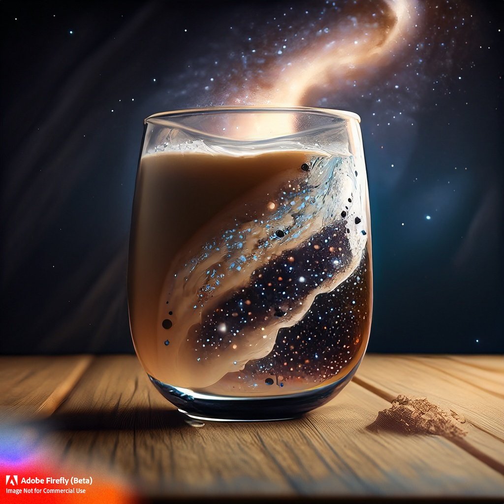 jayarajpandiyan's tweet photo. Pic 1- Milky way galaxy is pouring into the glass
Pic 2- Milky way galaxy is in a glass.
Pic 3- Milky way galaxy is exploding back.

#jayarajai 
#AdobeFirefly 
#aiartcommunity 
#art 
#milkyway https://t.co/obILpsbCN5