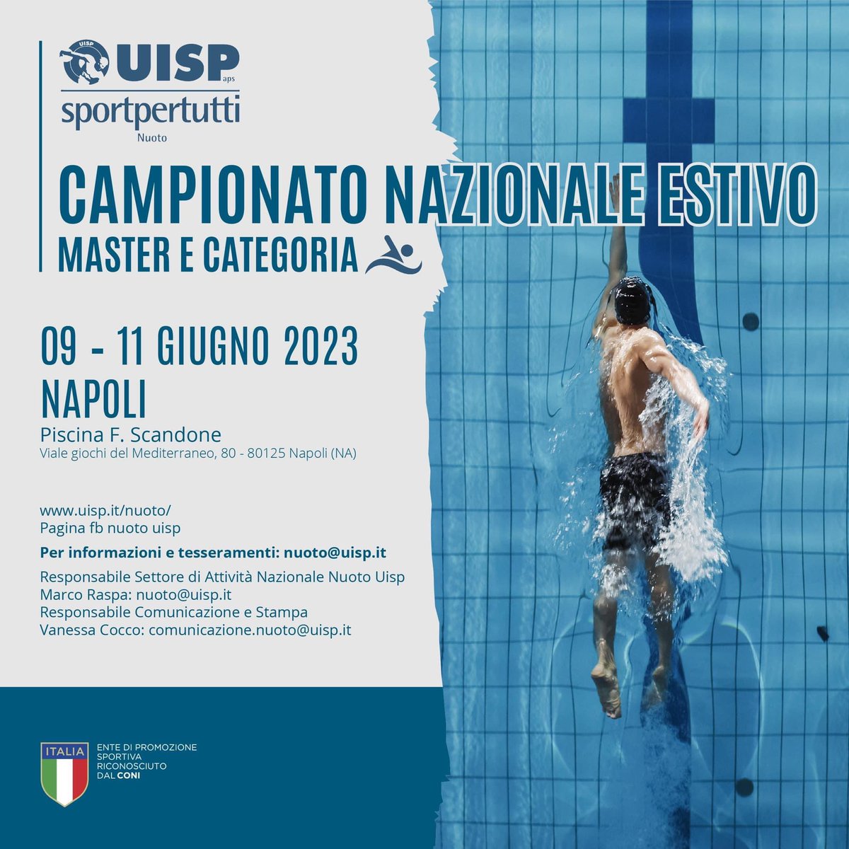uispcampania's tweet photo. Raggiunte quasi 1000 presenze per i Campionati Nazionali Master di Nuoto che si terranno a Napoli dal 9 all'11 giugno. Ancora una dimostrazione delle grandi potenzialità dello sport ed i benefici che si generano sul piano economico e sociale. #uispcampania https://t.co/LkkisAsSyy
