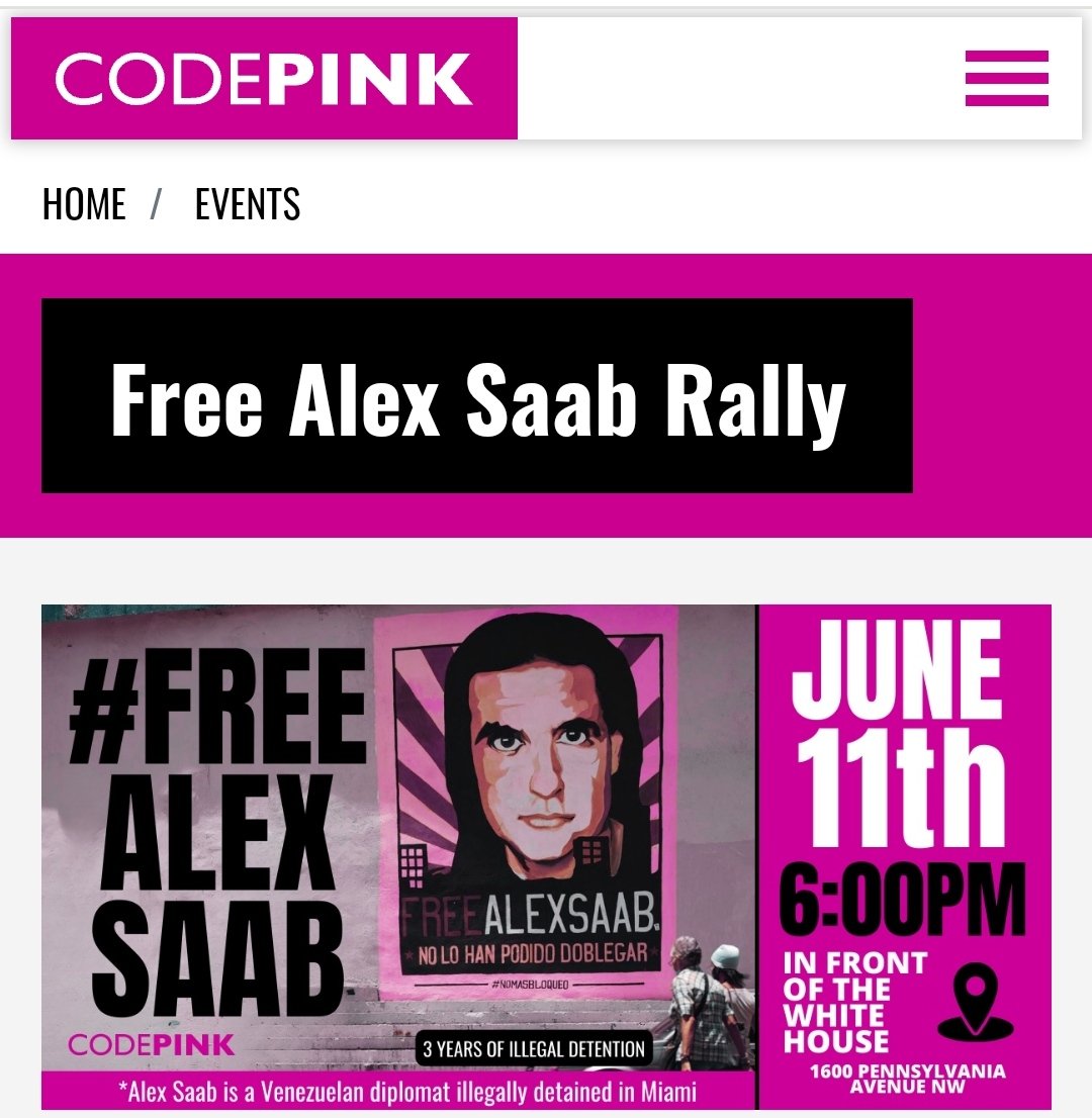 MaestraTuItera's tweet photo. #Solidaridad| Este domingo #11Jun se estará realizando una protesta frente a la @whitehouse, en Washington DC, para exigir la liberación del diplomático Alex Saab, al cumplirse el #12Jun, 3 años de su  secuestro por el Gob. de EEUU.

@POTUS
#FreeAlexSaab
https://t.co/Mdxcv8gGyu https://t.co/JgKC8nawXG