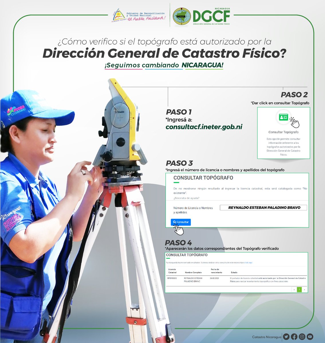#Nicaragua | ⚠️ ¡Importante! La Dirección General de Catastro Físico, de conformidad al Arto. 7, del Reglamento de la Ley 509 "Ley de Catastro Nacional", es la instancia rectora de los portadores de Licencia Catastral. #CatastroNicaragua #JunioEnVictorias