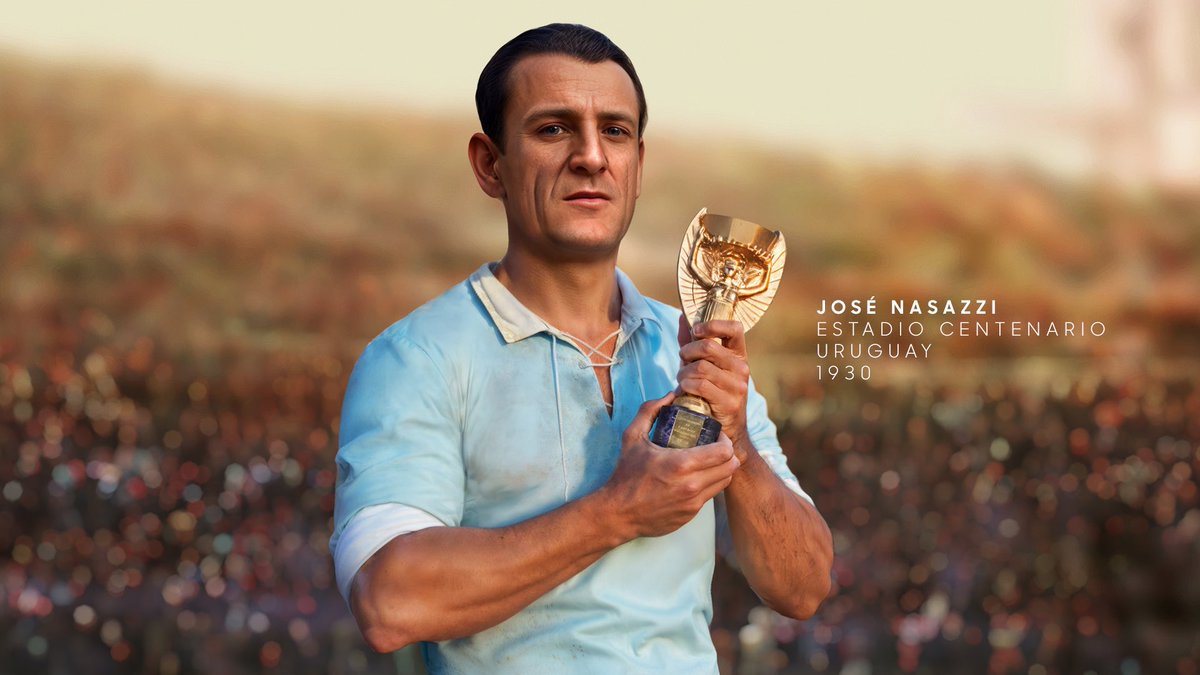 RodrigoRomano76's tweet photo. Tremenda foto de José Nasazzi con la Jules Rimet conseguida en 1930 en la final ante Argentina.

La recreación fue lograda con inteligencia artificial para tecnología 8K

Épica imagen para uno de los más grandes de toda la historia, nacido en 1901 y fallecido en 1968.

El "Mariscal" jugó con la Celeste desde 1923 a 1936 ganando 4 Copas América, 2 JJOO y una Copa del Mundo.

https://t.co/VLSOAy0OiI