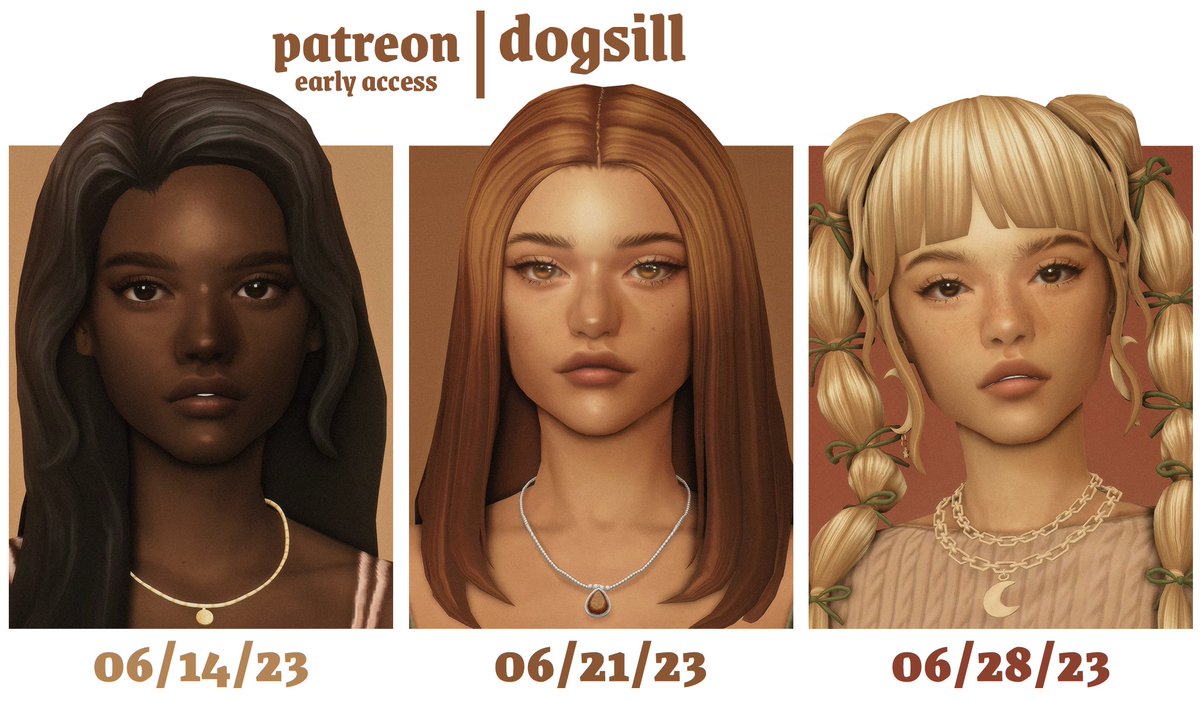 my june hairs are now available to my early access patrons over on patreon!☀️patreon.com/dogsill

#TheSims4 #ts4cc