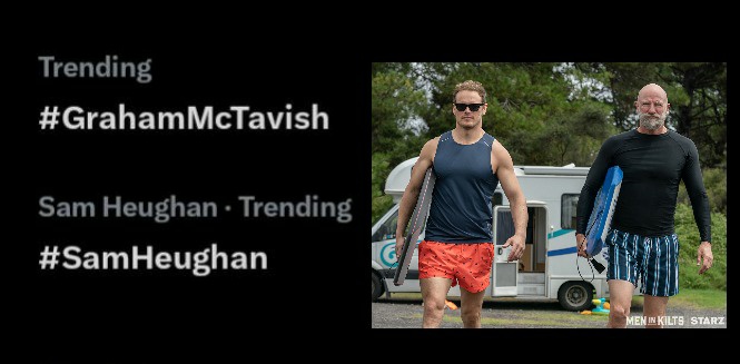 Lovely to see our two favorite men in kilts trending!

Such brilliant news today.
Bring on August 11.

#samheughan
#grahammctavish
#meninkilts