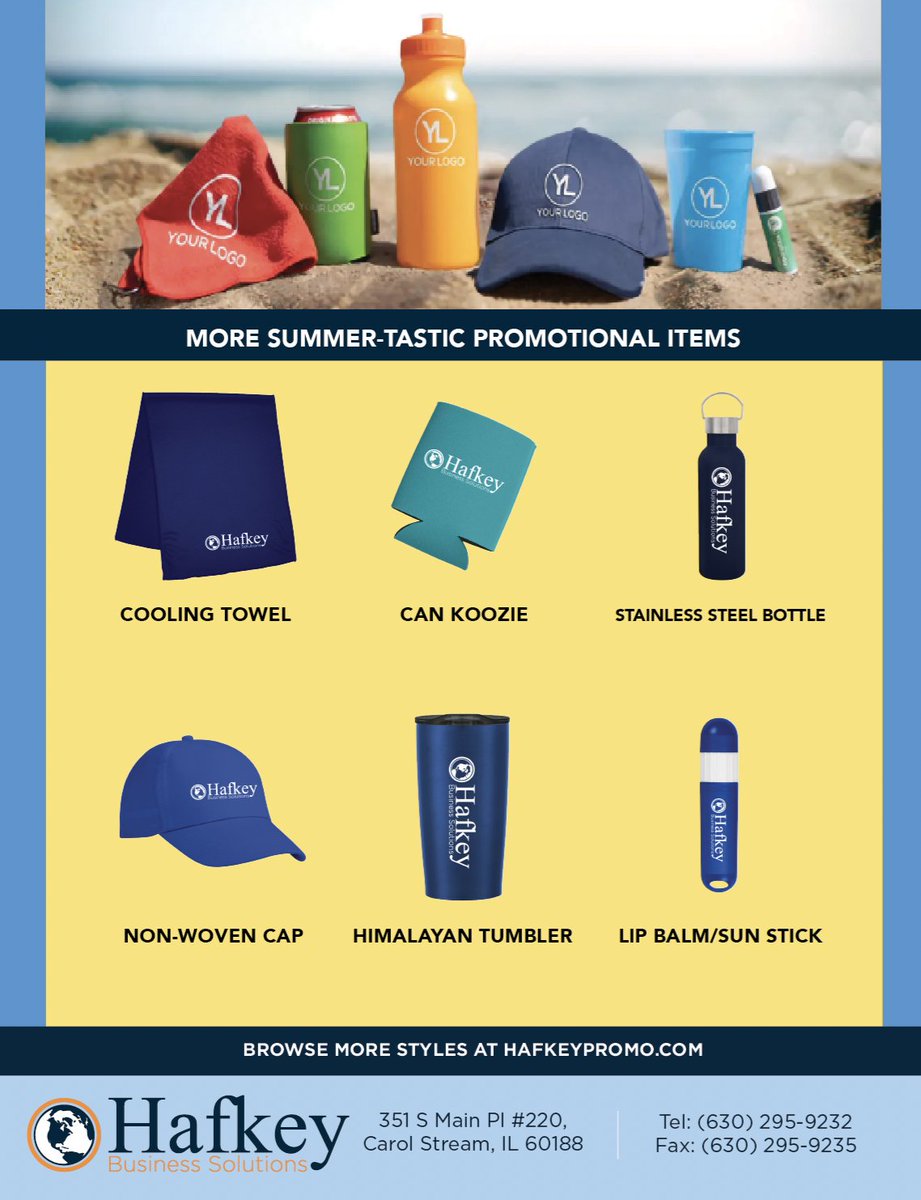 Get ready for summer with the summer-tastic promotional items from Hafkey.

Give us a call at 630-295-9232 for pricing and ideas.

#promotionalitems #promoideas #graphicdesign #chicago #marketing #marketingideas #marketingdesign #promotiona