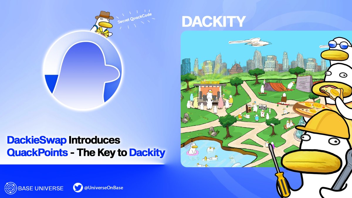MorphineWeb3's tweet photo. 🔥DackieSwap just unveiled QuackPoints, a way to record user contributions in the #Dackie system.

⚡️For guideline: https://t.co/3KVvu4hrkM
-----------
🎁10 Secret QuackCode #Giveaway🎁

Enter:
🦆Follow @DackieSwap + @UniverseOnBase.
🦆Like + RT.
🦆Tag 3 friends

⏰Only 24 hours! https://t.co/tg3yskabFs