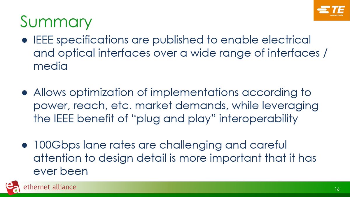 EthernetAllianc's tweet image. And as we wrap up with @TEConnectivity&apos;s Nathan Tracy, here are the key takeaways from his presentation today. #Ethernet #VoiceOfEthernet #100GbpsLaneRate