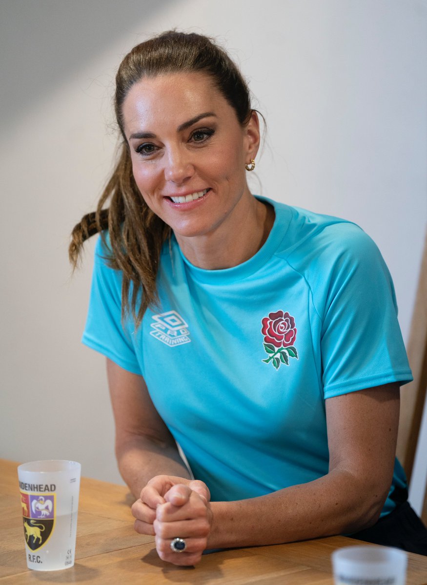 The Princess of Wales, Patron of the Rugby Football Union, met players at Maidenhead Rugby Club to discuss the Shaping Us campaign, During her visit, The Princess took part in rugby drills on the pitch with a number of local and professional players