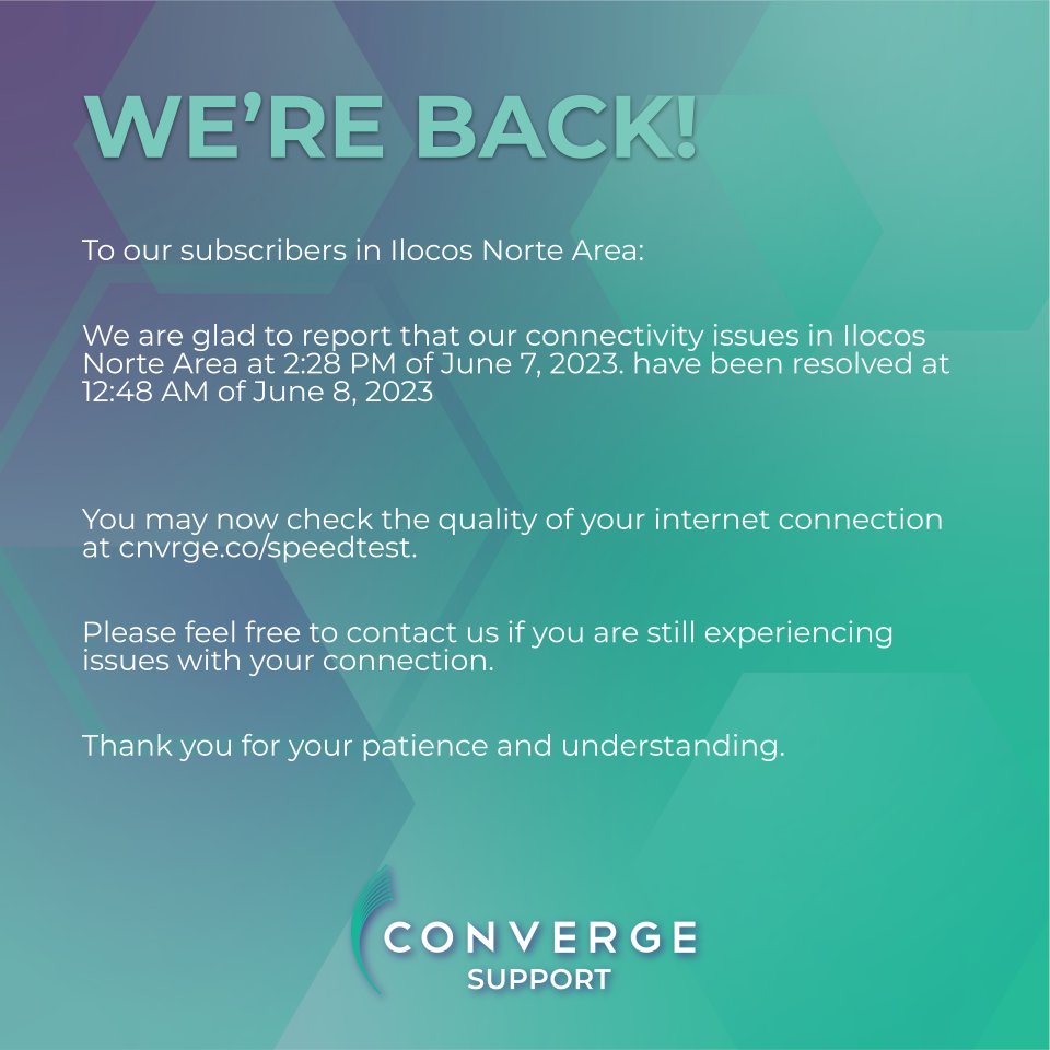 Converge Support on Twitter "To our subscribers in Ilocos Norte Area