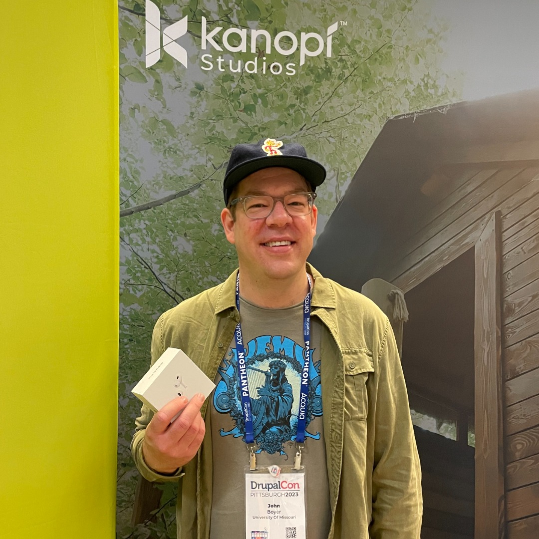 kanopi_studios's tweet image. Congratulations to John S. Boyer from @Mizzou on winning the Apple AirPods Pro! Thanks for visiting our booth, and may your ears be happy.
#DrupalConPittsburgh #DrupalCon2023