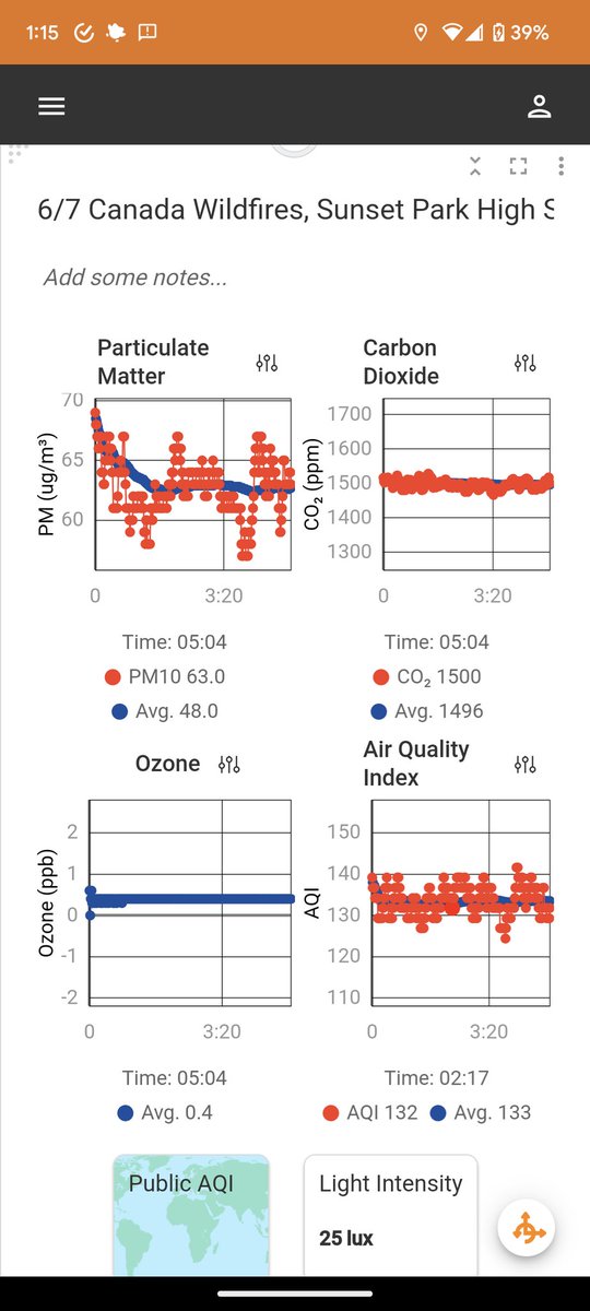 katiemcccc's tweet photo. @NYCSchools the indoor air quality at my school is awful. We should have been remote today. Over 1500ppm CO2 and over 60 PM10 according to our @ThePocketLab devices #CanadaFires @NYCMayorsOffice https://t.co/QgZO3Dft7W