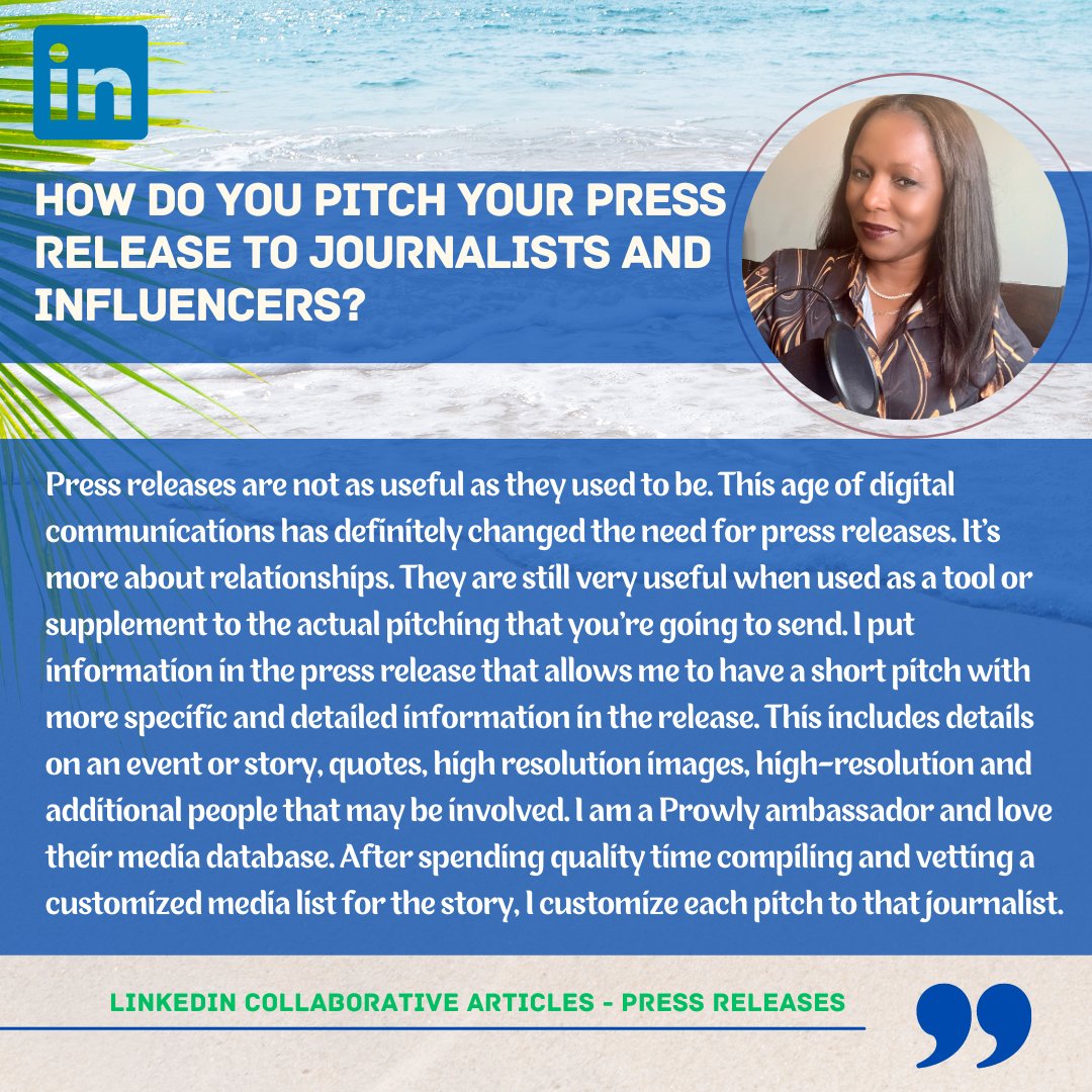 TonyaMcKenziePR's tweet photo. #PR & #Comms Pros - Are you still using press releases? If so, how? How are you advising your clients to use them? I think they can be used as a tool to HELP with your media goals. What say you? #PressRelease #SandAndShores #linkedinarticle #writer #LeadersCommunicate https://t.co/lJNwLbvhSZ