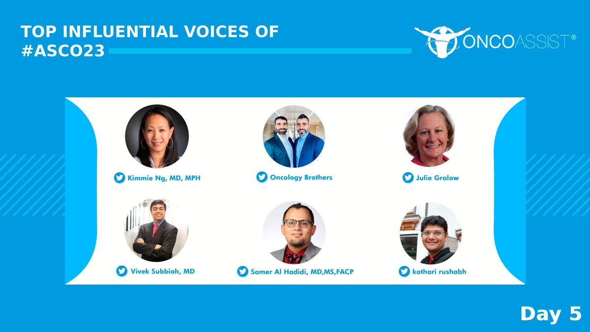 ONCOassist® | The go-to oncology app (@oncoassist) on Twitter photo And that's a wrap for #ASCO23! We are thrilled to witness the unwavering commitment of everyone involved in the fight against cancer. Your dedication is truly inspiring.
Shout out to influencers on Day 5: <a href="/KimmieNgMD/">Kimmie Ng, MD, MPH</a>, <a href="/OncBrothers/">Oncology Brothers</a>, <a href="/jrgralow/">Julie Gralow</a>, <a href="/VivekSubbiah/">Vivek Subbiah, MD</a>, <a href="/HadidiSamer/">Samer Al Hadidi, MD,MS,FACP</a>, And that's a wrap for #ASCO23! We are thrilled to witness the unwavering commitment of everyone involved in the fight against cancer. Your dedication is truly inspiring.
Shout out to influencers on Day 5: <a href="/KimmieNgMD/">Kimmie Ng, MD, MPH</a>, <a href="/OncBrothers/">Oncology Brothers</a>, <a href="/jrgralow/">Julie Gralow</a>, <a href="/VivekSubbiah/">Vivek Subbiah, MD</a>, <a href="/HadidiSamer/">Samer Al Hadidi, MD,MS,FACP</a>,