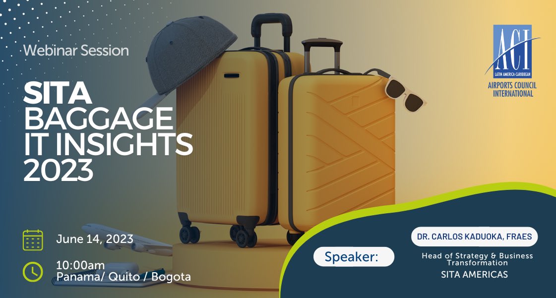 ❗️NEW WEBINAR: <a href="/SITALatin/">SITA Latinoamérica</a> Baggage IT Insights 2023. In this webinar they will explore trends and insights shaping baggage operations over the year.

Register Here ➡️bit.ly/3oTEwKA
🗓️ Date: 14 June 2023
⏰ TIME: 10:00AM (Panamá local time)