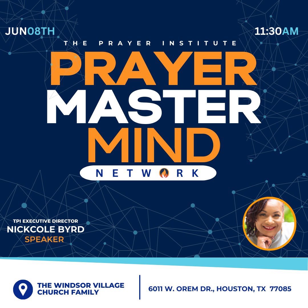 Tomorrow <a href="/praying2change/">The Prayer Institute</a> will be hosting the Prayer Mastermind Network. Topic is the importance of praying before you build. FREE and lunch will be provided. Link in bio.
.
#BiblicalCommunity #SuzetteTCaldwell #Pray #Praying2Change #Entrepreneurs #SmallBusinessOwners #Houston